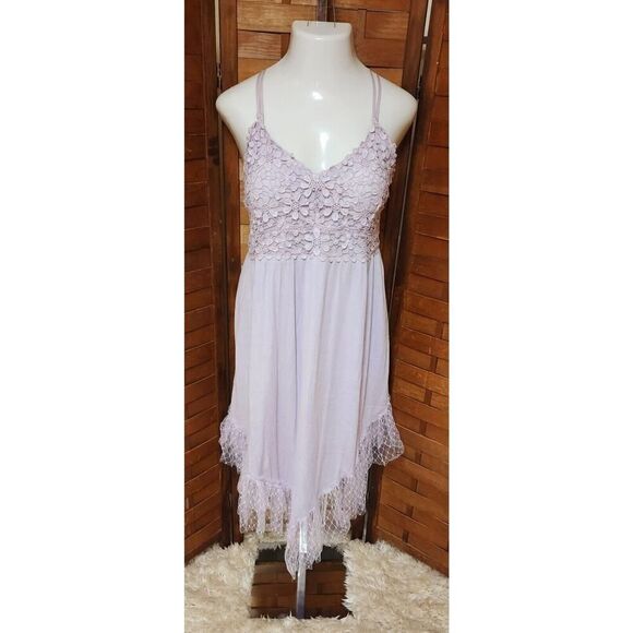 Davi & Dani New Lilac Crochet Lace Overlay Cocktail Dress Size 1XL With Pockets - Picture 1 of 6